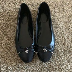 Black Leather Ballet Flats